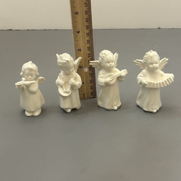 Goebel Angel Cherubs Horn Flute Instruments Figurine W. Germany Set of 4 Vintage - Picture 10 of 10